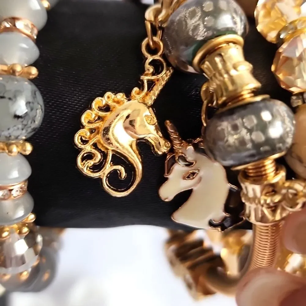 Gorgeous Grey and Gold Diva Stack Bracelets NWOT